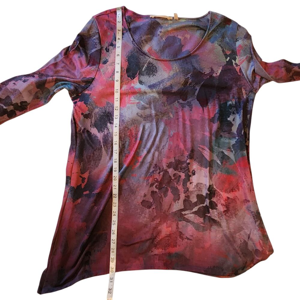 Soft Surroundings Scoop Neck Pullover, uneven hem, Watercolor size XL - Picture 6 of 9